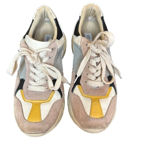 Steve Madden Leather‎ Suede Color Block Chunky Platform Low Top Sneakers Size 7 - Picture 2 of 9